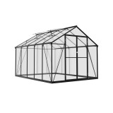 Gewächshaus Gartenhaus Treibhaus Alu Polycarbonat - Verbena II schwarz - 3x2,5m GRINDI - 3