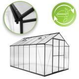 Gewächshaus Gartenhaus Treibhaus Alu Polycarbonat - Verbena II schwarz - 3x2,5m GRINDI - 9