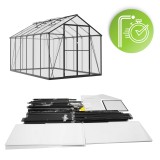 Gewächshaus Gartenhaus Treibhaus Alu Polycarbonat - Verbena II schwarz - 3x2,5m GRINDI - 10