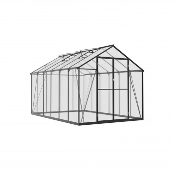 Gewächshaus Gartenhaus Treibhaus Alu Polycarbonat - Verbena III schwarz - 3,6x2,5m GRINDI - 4
