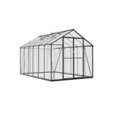 Gewächshaus Gartenhaus Treibhaus Alu Polycarbonat - Verbena III schwarz - 3,6x2,5m GRINDI - 4
