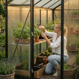 Gewächshaus Gartenhaus Treibhaus Alu Polycarbonat - Verbena III schwarz - 3,6x2,5m GRINDI - 6