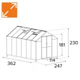 Gewächshaus Gartenhaus Treibhaus Alu Polycarbonat - Verbena III schwarz - 3,6x2,5m GRINDI - 3
