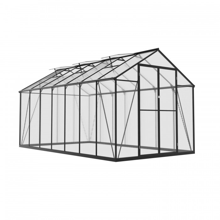 Gewächshaus Gartenhaus Treibhaus Alu Polycarbonat - Verbena III schwarz - 4,2x2,5m GRINDI - 4