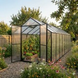 Gewächshaus Gartenhaus Treibhaus Alu Polycarbonat - Verbena V schwarz - 4,8x2,5m GRINDI - 6