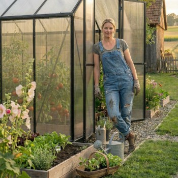 Gewächshaus Gartenhaus Treibhaus Alu Polycarbonat - Verbena V schwarz - 4,8x2,5m GRINDI - 7