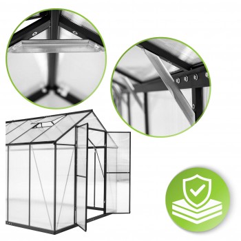 Gewächshaus Gartenhaus Treibhaus Alu Polycarbonat - Verbena V schwarz - 4,8x2,5m GRINDI - 8