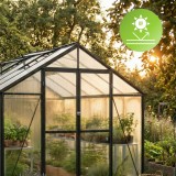 Gewächshaus Gartenhaus Treibhaus Alu Polycarbonat - Verbena II schwarz - 3x2,5m GRINDI - 6
