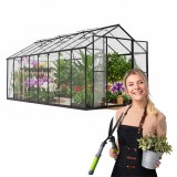 Gewächshaus Gartenhaus Treibhaus Alu Polycarbonat - Verbena V schwarz - 4,8x2,5m GRINDI - 1