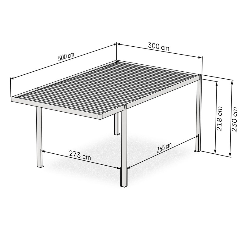 Aluminium-Carport – SAMOS I 500x300x230 anthrazit GRINDI IN THE GARDEN - 3