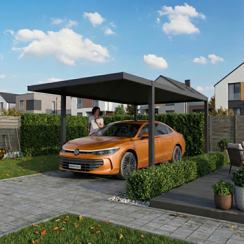 copy of Carport Überdachung Abstellplatz Pavillon ALU 503x305x232 grau - Tilos II GRINDI IN THE GARDEN - 4