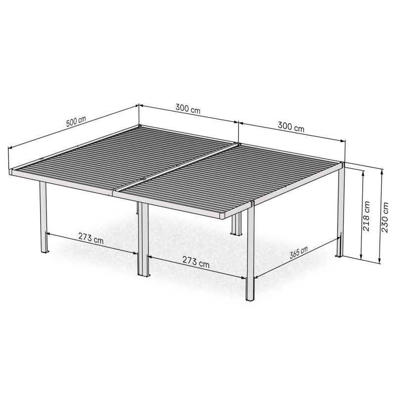 copy of Carport Überdachung Abstellplatz Pavillon ALU 503x305x232 grau - Tilos II GRINDI IN THE GARDEN - 3
