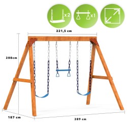 Gartenspielplatz für Kinder – Holzschaukel für 3 Personen Funland I GRINDI - 3