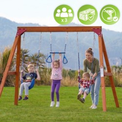 Gartenspielplatz für Kinder – Holzschaukel für 3 Personen Funland I GRINDI - 4