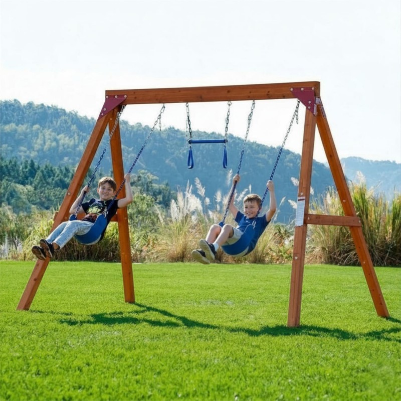 Gartenspielplatz für Kinder – Holzschaukel für 3 Personen Funland I GRINDI - 2