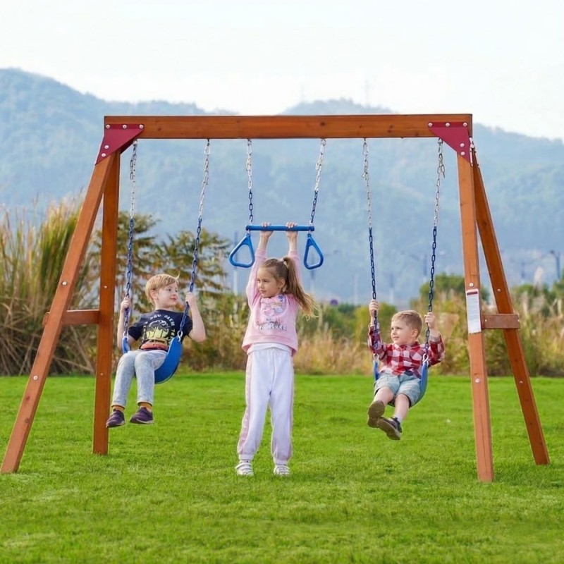 Gartenspielplatz für Kinder – Holzschaukel für 3 Personen Funland I GRINDI - 5