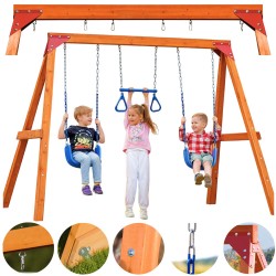 Gartenspielplatz für Kinder – Holzschaukel für 3 Personen Funland I GRINDI - 1