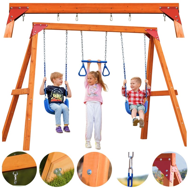 Gartenspielplatz für Kinder – Holzschaukel für 3 Personen Funland I GRINDI - 1