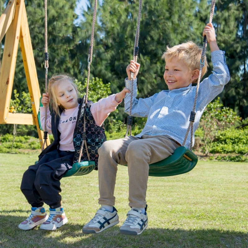 Holzspielplatz für Kinder im Garten mit Schaukel, Rutsche und Kletterwand – 6-in-1 Funland II GRINDI - 4