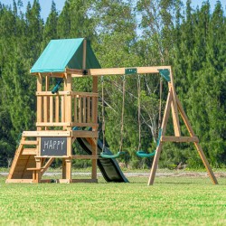 Holzspielplatz für Kinder im Garten mit Schaukel, Rutsche und Kletterwand – 6-in-1 Funland II GRINDI - 7