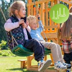 Holzspielplatz für Kinder im Garten mit Schaukel, Rutsche und Kletterwand – 6-in-1 Funland II GRINDI - 9
