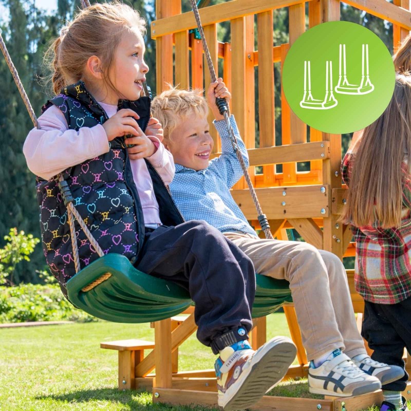 Holzspielplatz für Kinder im Garten mit Schaukel, Rutsche und Kletterwand – 6-in-1 Funland II GRINDI - 9