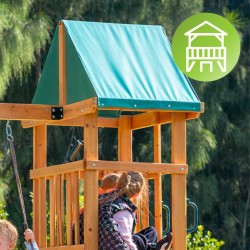 Holzspielplatz für Kinder im Garten mit Schaukel, Rutsche und Kletterwand – 6-in-1 Funland II GRINDI - 12