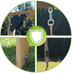 Holzspielplatz für Kinder im Garten mit Schaukel, Rutsche und Kletterwand – 6-in-1 Funland II GRINDI - 15