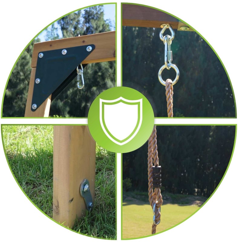 Holzspielplatz für Kinder im Garten mit Schaukel, Rutsche und Kletterwand – 6-in-1 Funland II GRINDI - 15