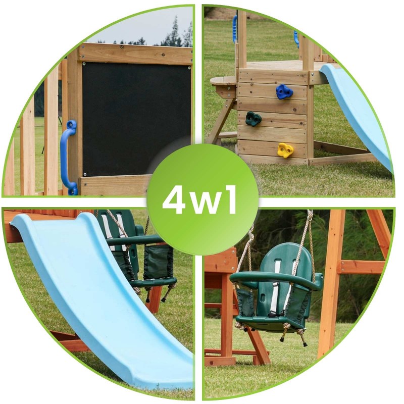 copy of Plac zabaw ogrodowy dla dzieci huśtawka drewniana 3 osobowa Funland I GRINDI - 4