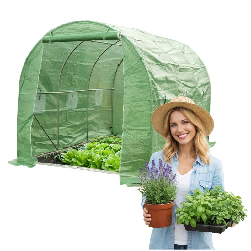 Folientunnel, Gartengewächshaus, Pflanzenhaus - OXALIS I - 3x2m, grün