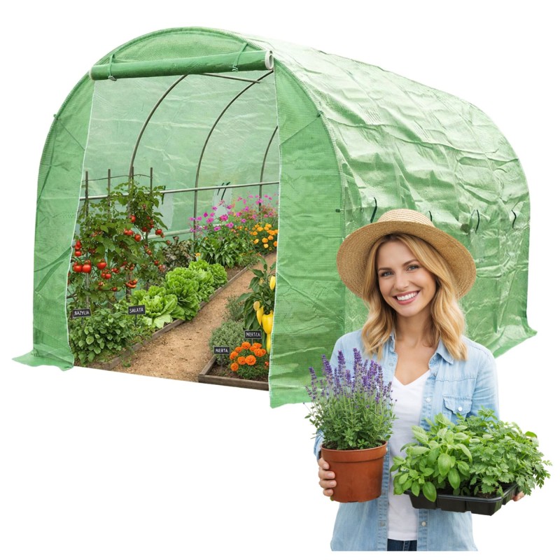 Folientunnel, Gartengewächshaus, Pflanzenhaus - OXALIS II - 4x2m, grün