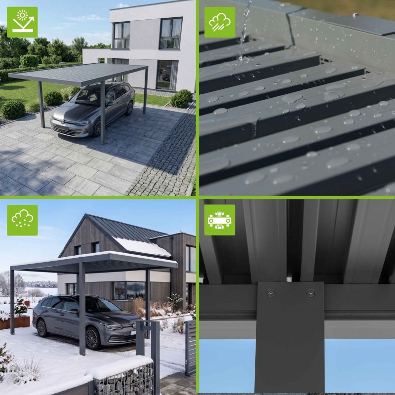 Doppelgaragenüberdachung mit Aluminiumdach – SAMOS II 500x600x230 anthrazit