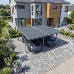 Doppelgaragenüberdachung mit Aluminiumdach – SAMOS II 500x600x230 anthrazit
