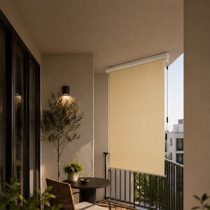 Senkrechtmarkise Außenrollo Sonnenschutzrollo 160x250 - Solano II, Beige