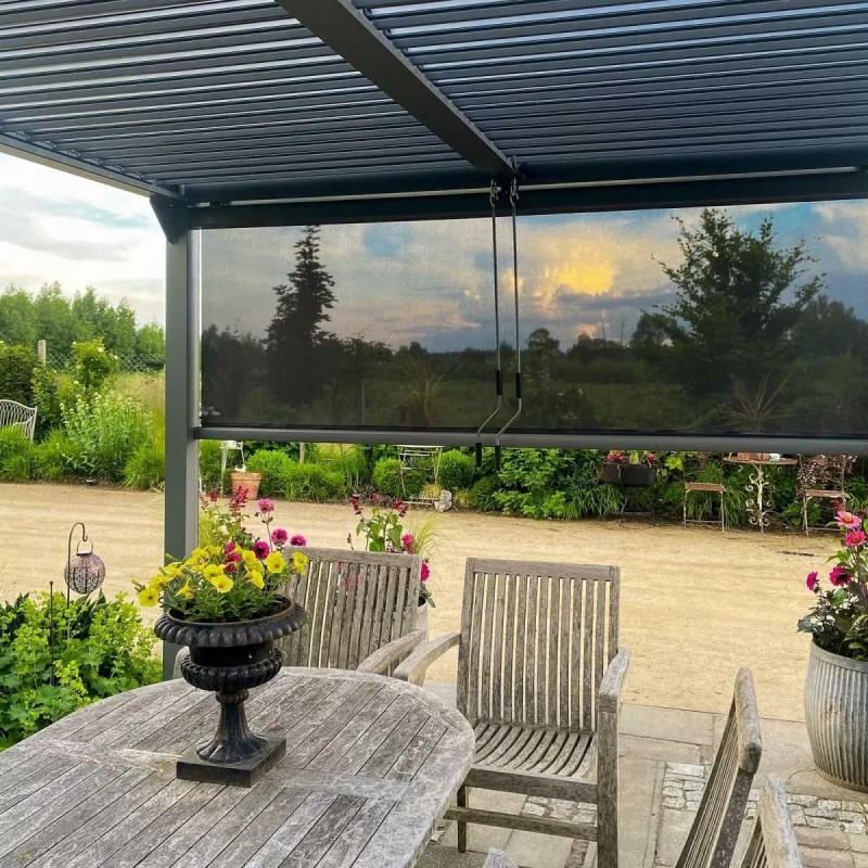 Garten Pergola Pavillon Terrassendach mit aufklappbarem Dach grau - Kea II 3x4m