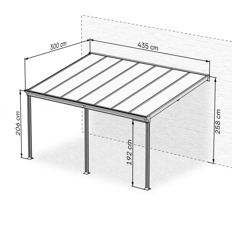 Garten Pergola Pavillon Terrassendach Wandpergola - Nea II 4,3x3m