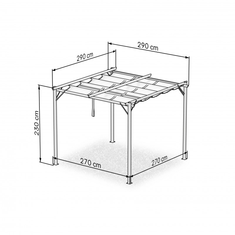 Garten Pergola Pavillon mit einstellbarem Stoffdach - Irda I 2,9x2,9m