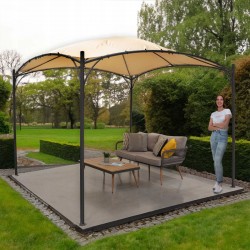 Garten Pergola Pavillon Terrassendach mit Stoffdach - Rinia - beige, 3x3m