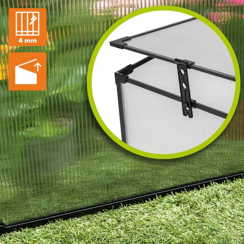 Frühbeet Treibhaus Mini Gewächshaus aus Polycarbonat - 60x51x51 - Magnolia I, schwarz