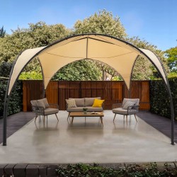 Garten Pergola Pavillon Terrassendach mit Stoffdach - Simi - beige, 3,8x3,8m