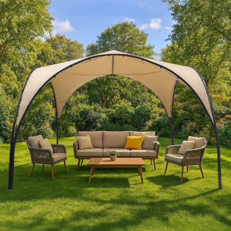 Garten Pergola Pavillon Terrassendach mit Stoffdach - Simi - beige, 3,8x3,8m