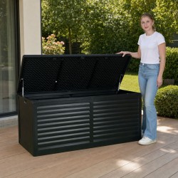 Gartentruhe 490L schwarz mit Sitzgelegenheit - Columba