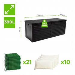 Gartenbox Kissenbox Auflagenbox - Larus 390 Liter - Schwarz