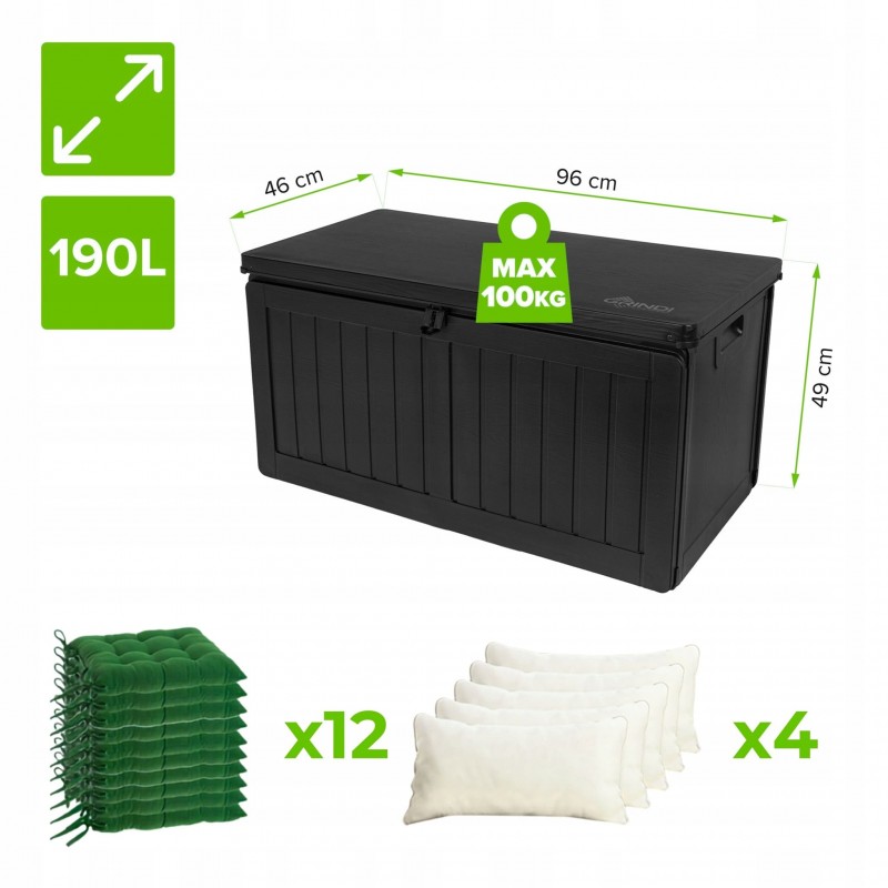 Gartenbox Kissenbox Auflagenbox - Morus 190 liter, schwarz