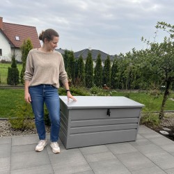 Metall-Gartenbox Kissenbox Auflagenbox Grau 400l - 130x61x62 - Orto