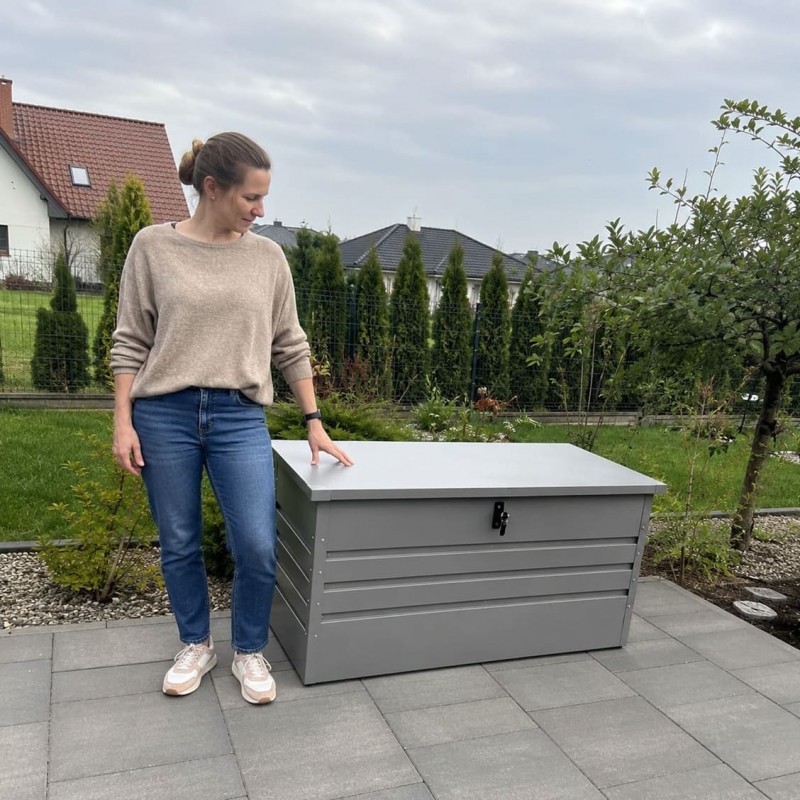 Metall-Gartenbox Kissenbox Auflagenbox Grau 400l - 130x61x62 - Orto