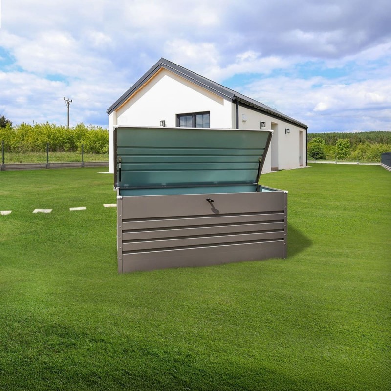 Metall-Gartenbox Kissenbox Auflagenbox 600l grau - 165x70x62 - Orto II