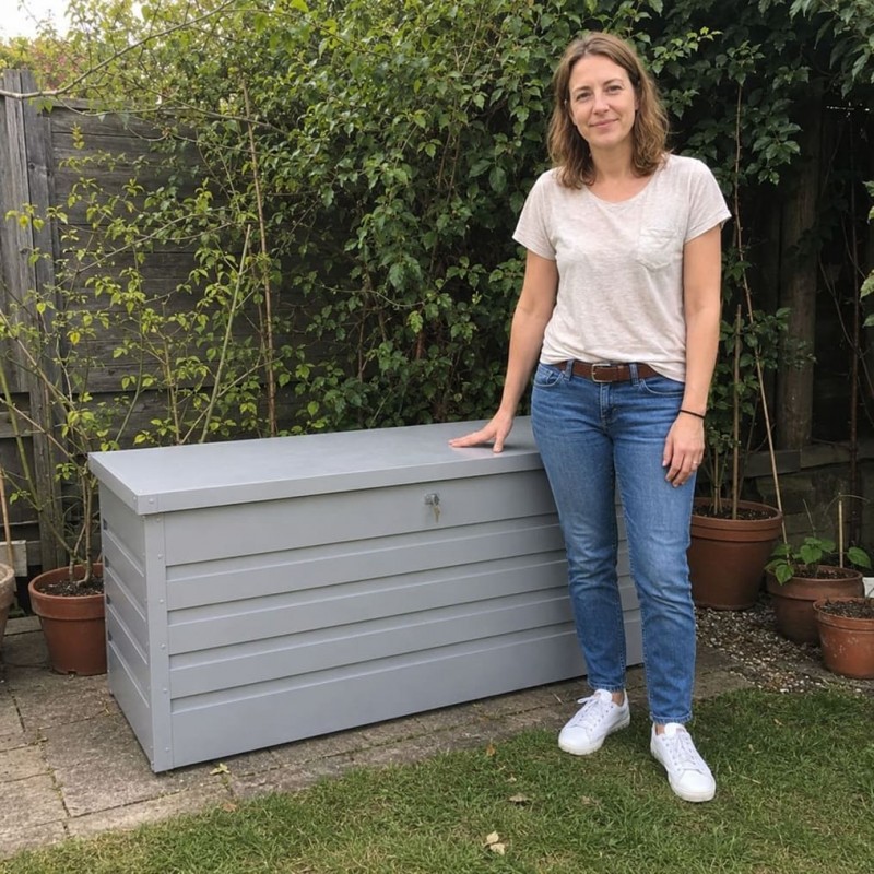 Metall-Gartenbox Kissenbox Auflagenbox 600l grau - 165x70x62 - Orto II
