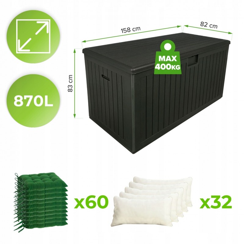 Gartenbox Kissenbox Auflagenbox - Rissa 870 liter, braun